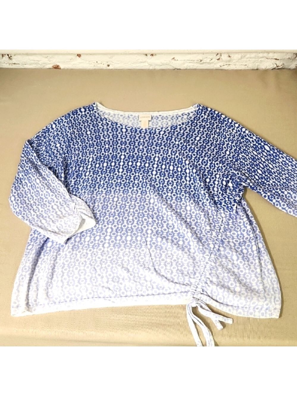 Chico's Blue and White Patterned Blouse